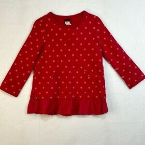 Tea Collection Little Girls Red And Orange Polka Dot Dress Ruffled Hem Size 4